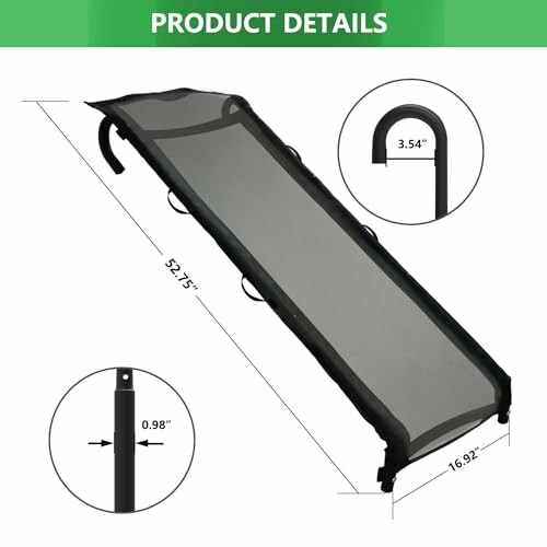 Awning dimensions and product details illustration.