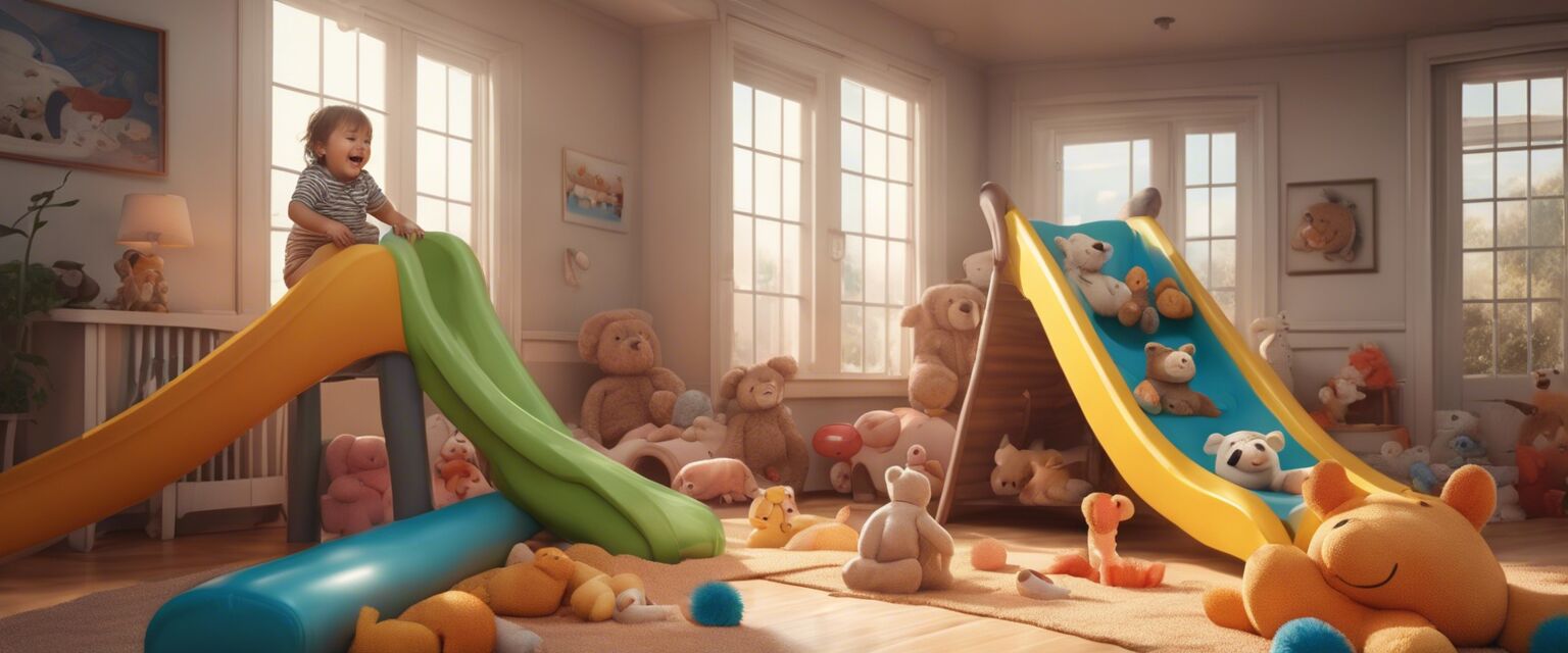 Toddler on an indoor slide